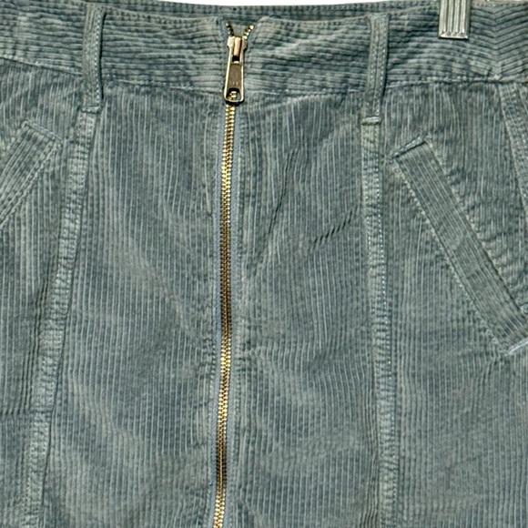 American Eagle High Rise A Line Zip Front Y2K Corduroy Blue Gray Mini Skirt - Picture 3 of 11